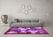 Machine Washable Abstract Purple Contemporary Area Rugs in a Living Room, wshcon1627pur