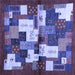 Square Machine Washable Abstract Blue Contemporary Rug, wshcon1627blu