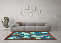 Machine Washable Abstract Light Blue Contemporary Rug, wshcon1627lblu