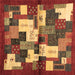 Square Machine Washable Abstract Brown Contemporary Rug, wshcon1627brn