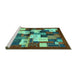 Sideview of Machine Washable Abstract Turquoise Contemporary Area Rugs, wshcon1627turq