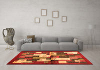 Machine Washable Abstract Orange Contemporary Rug, wshcon1627org