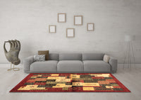 Machine Washable Abstract Brown Contemporary Rug, wshcon1627brn