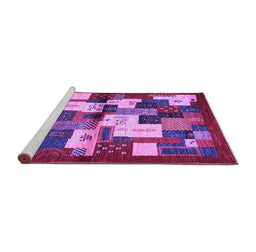 Sideview of Machine Washable Abstract Purple Contemporary Area Rugs, wshcon1627pur