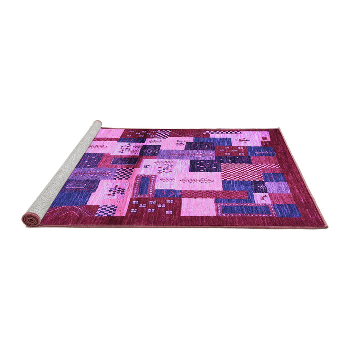 Sideview of Machine Washable Abstract Purple Contemporary Area Rugs, wshcon1627pur