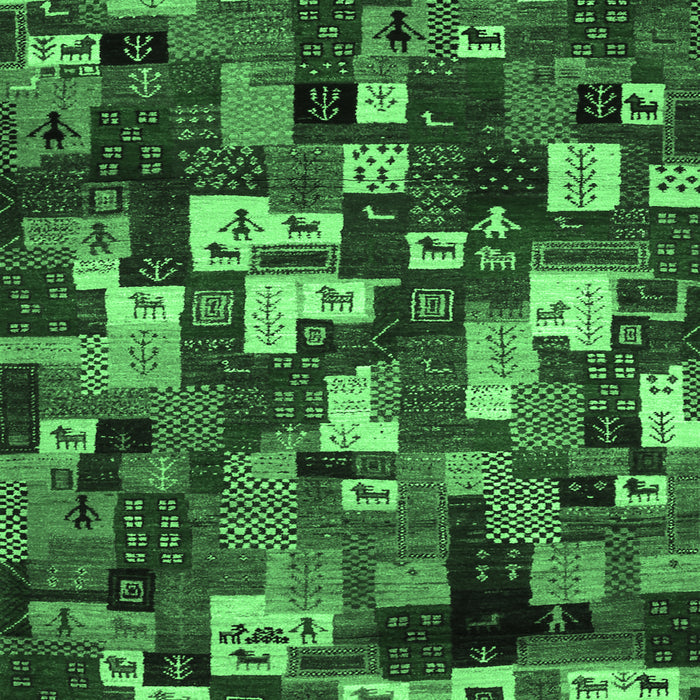 Machine Washable Abstract Emerald Green Contemporary Area Rugs, wshcon1628emgrn