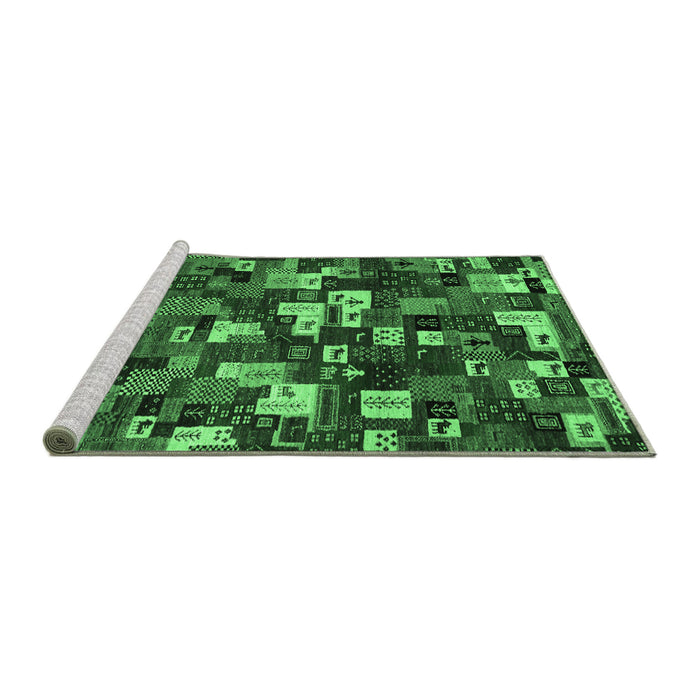 Sideview of Machine Washable Abstract Emerald Green Contemporary Area Rugs, wshcon1628emgrn