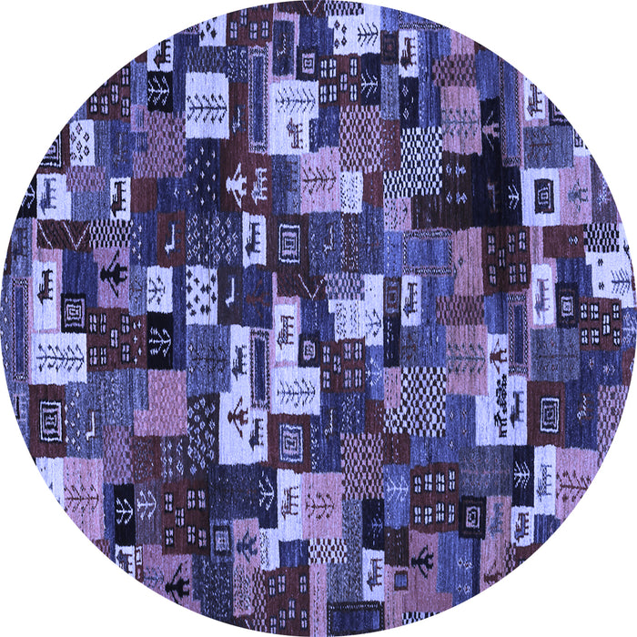 Round Abstract Blue Contemporary Rug, con1628blu