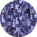 Round Abstract Blue Contemporary Rug, con1628blu