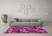 Machine Washable Abstract Pink Contemporary Rug in a Living Room, wshcon1628pnk