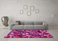 Machine Washable Abstract Pink Contemporary Rug, wshcon1628pnk