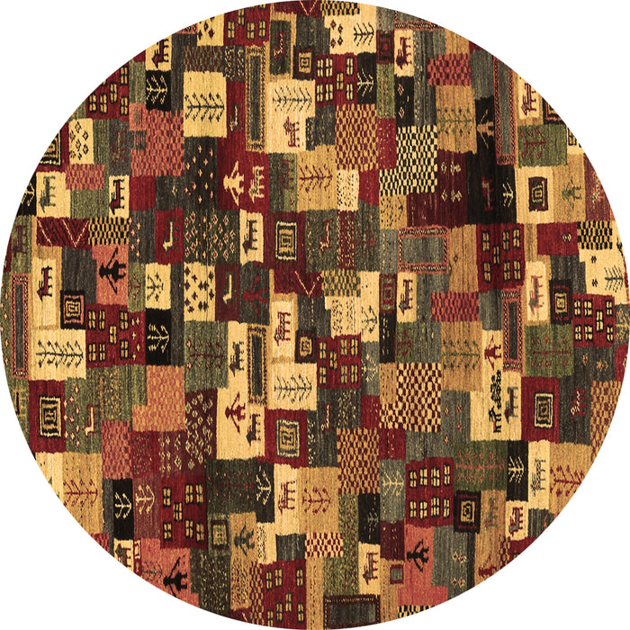 Round Abstract Brown Contemporary Rug, con1628brn