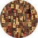 Round Abstract Brown Contemporary Rug, con1628brn