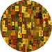 Round Machine Washable Abstract Yellow Contemporary Rug, wshcon1628yw