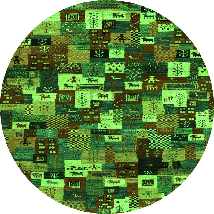 Square Abstract Green Contemporary Rug, con1628grn