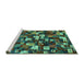 Sideview of Machine Washable Abstract Turquoise Contemporary Area Rugs, wshcon1628turq