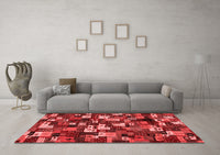 Machine Washable Abstract Red Contemporary Rug, wshcon1628red