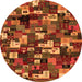 Square Abstract Orange Contemporary Rug, con1628org