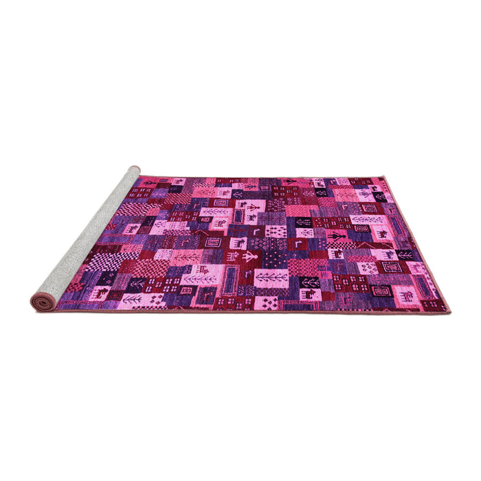 Sideview of Machine Washable Abstract Pink Contemporary Rug, wshcon1628pnk