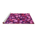 Sideview of Machine Washable Abstract Pink Contemporary Rug, wshcon1628pnk