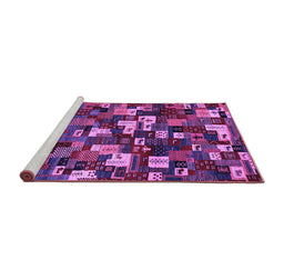 Sideview of Machine Washable Abstract Purple Contemporary Area Rugs, wshcon1628pur