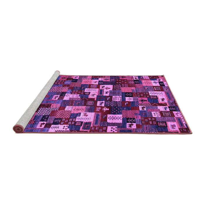 Sideview of Machine Washable Abstract Purple Contemporary Area Rugs, wshcon1628pur