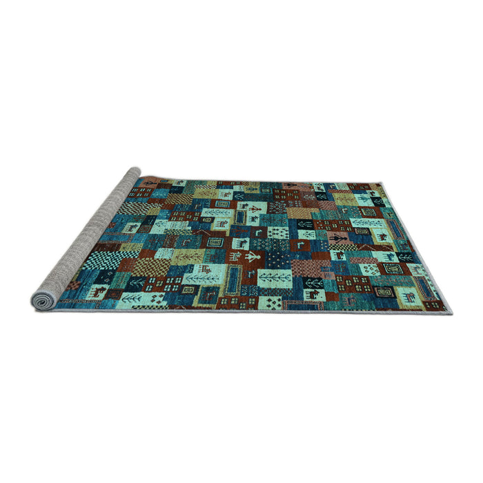 Sideview of Machine Washable Abstract Light Blue Contemporary Rug, wshcon1628lblu