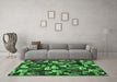 Machine Washable Abstract Emerald Green Contemporary Area Rugs in a Living Room,, wshcon1628emgrn