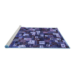 Sideview of Machine Washable Abstract Blue Contemporary Rug, wshcon1628blu