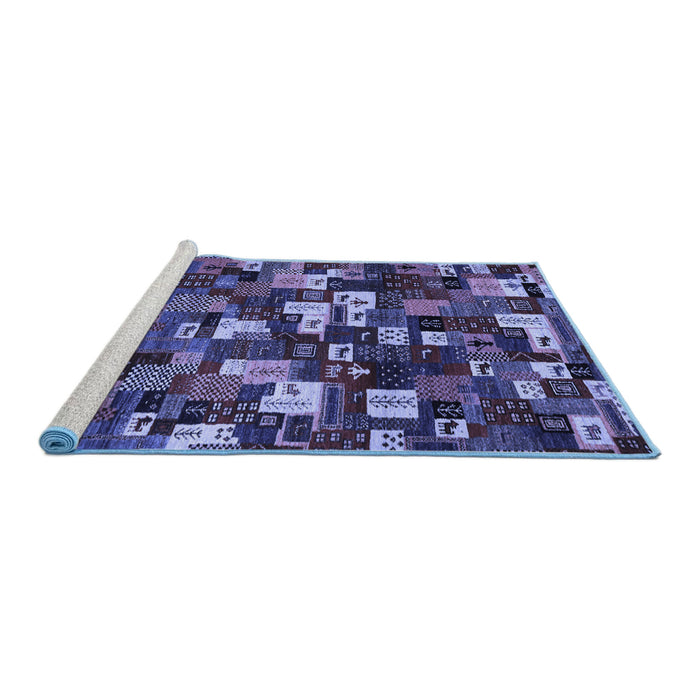 Sideview of Machine Washable Abstract Blue Contemporary Rug, wshcon1628blu