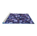 Sideview of Machine Washable Abstract Blue Contemporary Rug, wshcon1628blu