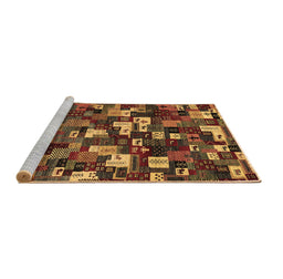 Sideview of Machine Washable Abstract Brown Contemporary Rug, wshcon1628brn