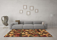 Machine Washable Abstract Brown Contemporary Rug, wshcon1628brn