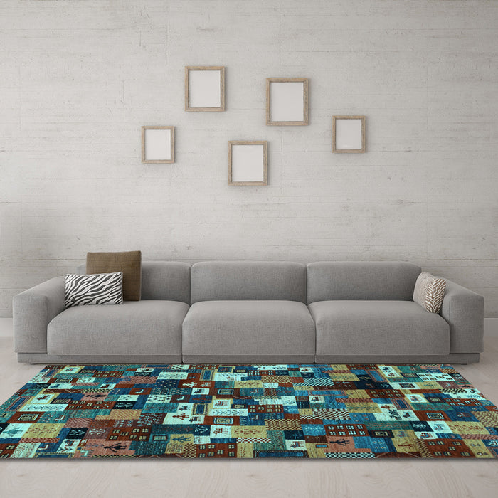 Machine Washable Abstract Light Blue Contemporary Rug in a Living Room, wshcon1628lblu