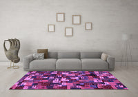 Machine Washable Abstract Purple Contemporary Rug, wshcon1628pur