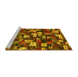 Sideview of Machine Washable Abstract Yellow Contemporary Rug, wshcon1628yw