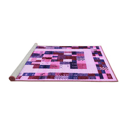 Sideview of Machine Washable Abstract Purple Contemporary Area Rugs, wshcon1629pur