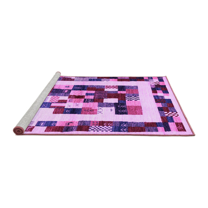 Sideview of Machine Washable Abstract Purple Contemporary Area Rugs, wshcon1629pur
