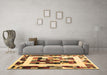 Machine Washable Abstract Brown Contemporary Rug in a Living Room,, wshcon1629brn