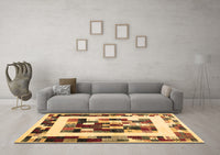 Machine Washable Abstract Brown Contemporary Rug, wshcon1629brn