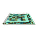 Sideview of Machine Washable Abstract Turquoise Contemporary Area Rugs, wshcon1629turq