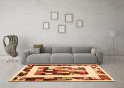 Machine Washable Abstract Orange Contemporary Area Rugs in a Living Room, wshcon1629org
