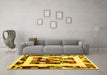 Machine Washable Abstract Yellow Contemporary Rug in a Living Room, wshcon1629yw