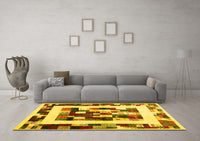 Machine Washable Abstract Yellow Contemporary Rug, wshcon1629yw