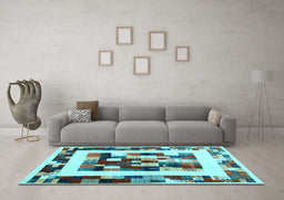 Machine Washable Abstract Light Blue Contemporary Rug in a Living Room, wshcon1629lblu