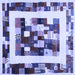 Square Abstract Blue Contemporary Rug, con1629blu