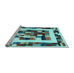 Sideview of Machine Washable Abstract Light Blue Contemporary Rug, wshcon1629lblu