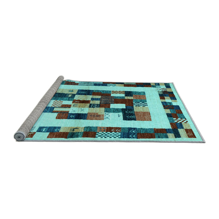 Sideview of Machine Washable Abstract Light Blue Contemporary Rug, wshcon1629lblu