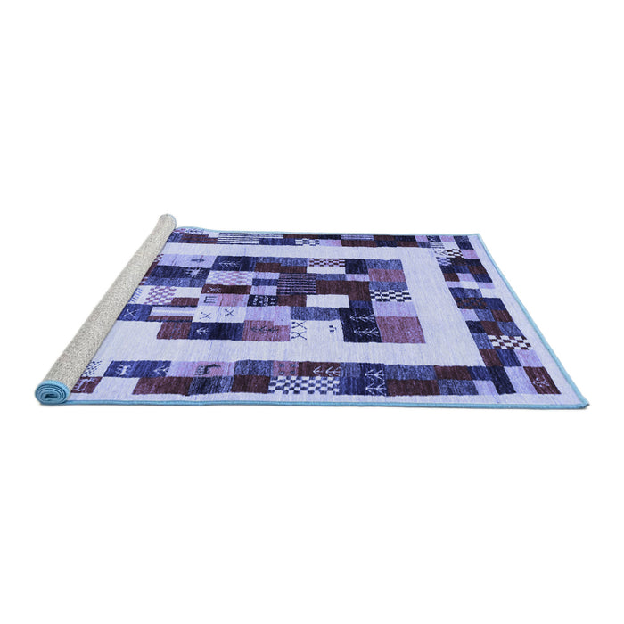 Sideview of Machine Washable Abstract Blue Contemporary Rug, wshcon1629blu