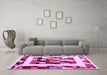 Machine Washable Abstract Pink Contemporary Rug in a Living Room, wshcon1629pnk